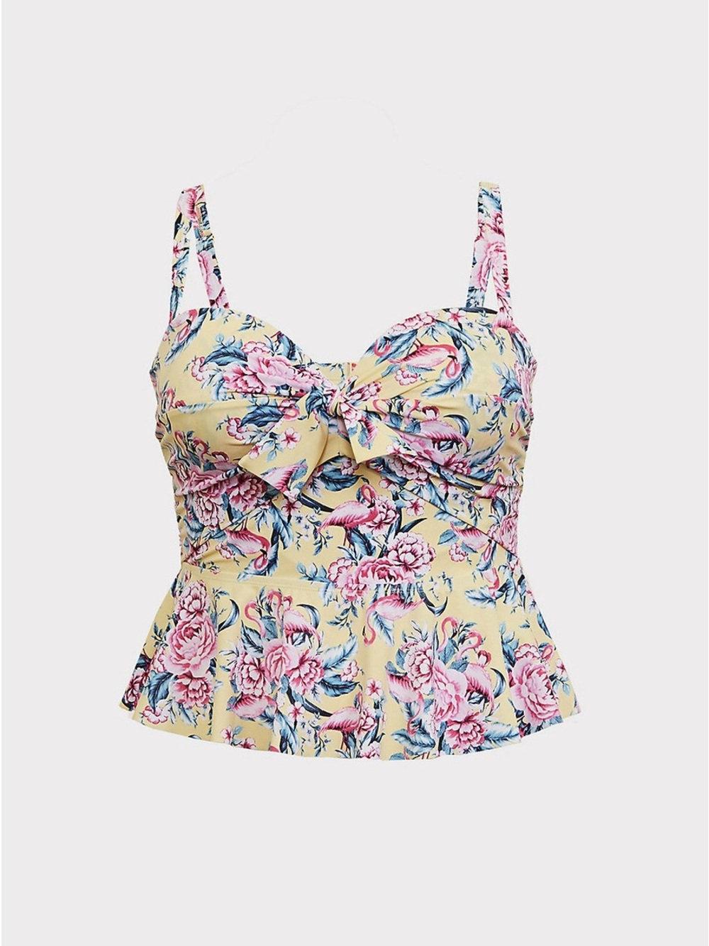 TORRID VIXEN SWIM COLLECTION TIE FRONT FLAMINGO MIDKINI YLW TOP FULL DEPT BRA